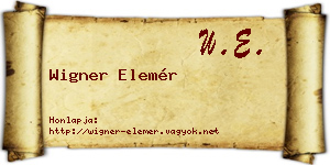 Wigner Elemér névjegykártya